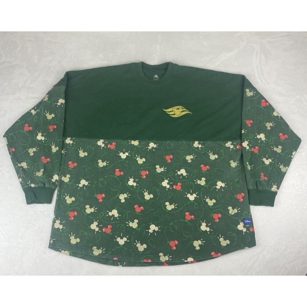 Disney Cruise Line Mickey Mouse Holiday Jersey Womens Extra Large Green Logo